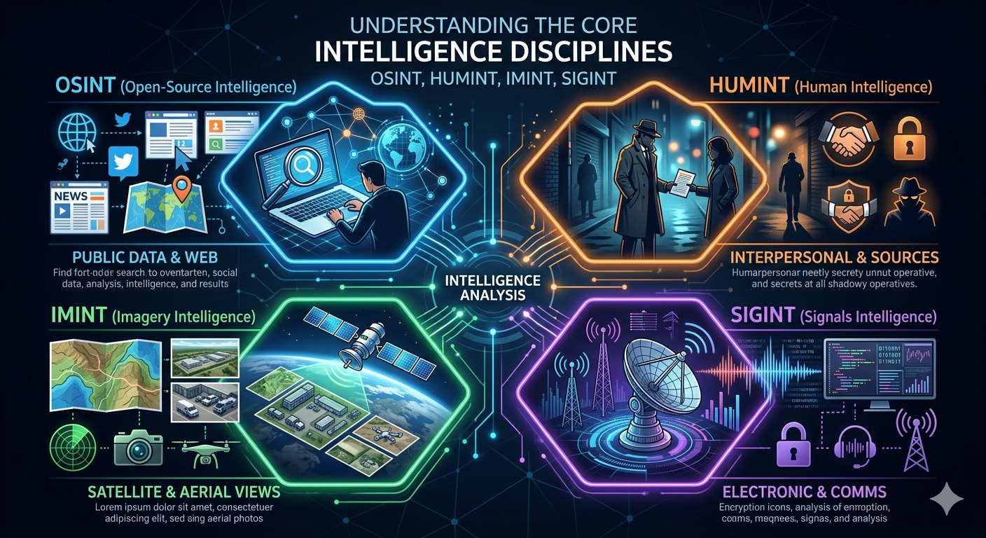 What is OSINT, HUMINT, IMINT, SIGINT?